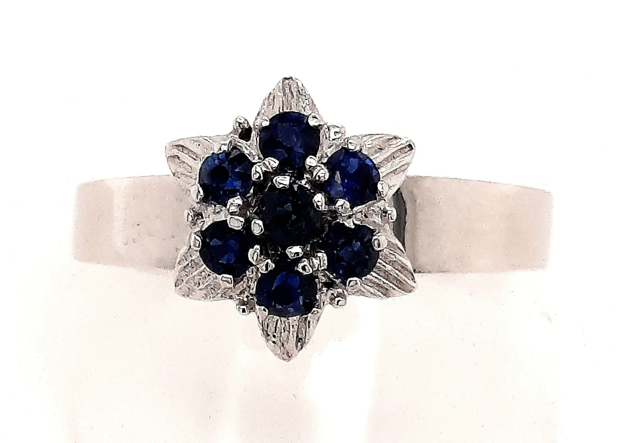 Sapphire 9ct White Gold Flower Ring