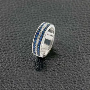 Sapphire & Diamond Band Ring