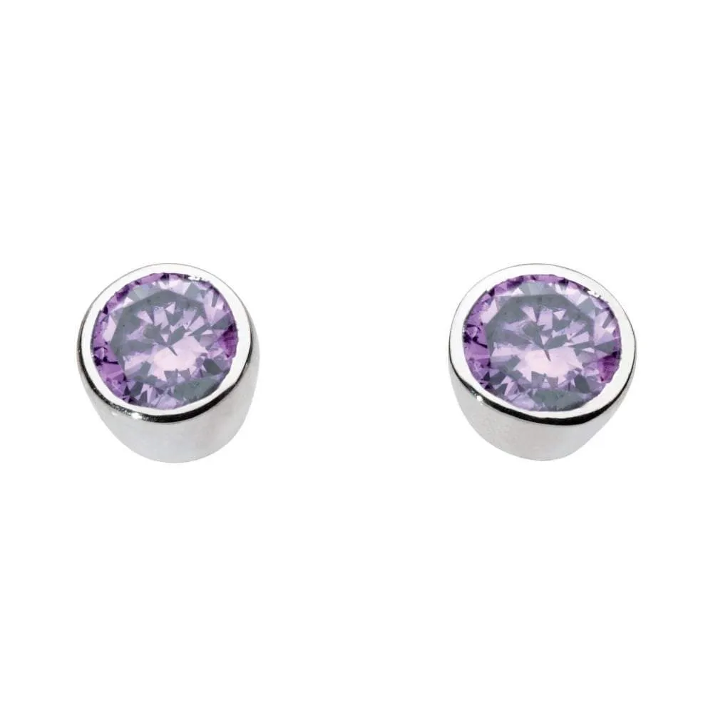 Silver amethyst small round studs