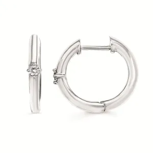 Silver Diamond Hoop Earrings