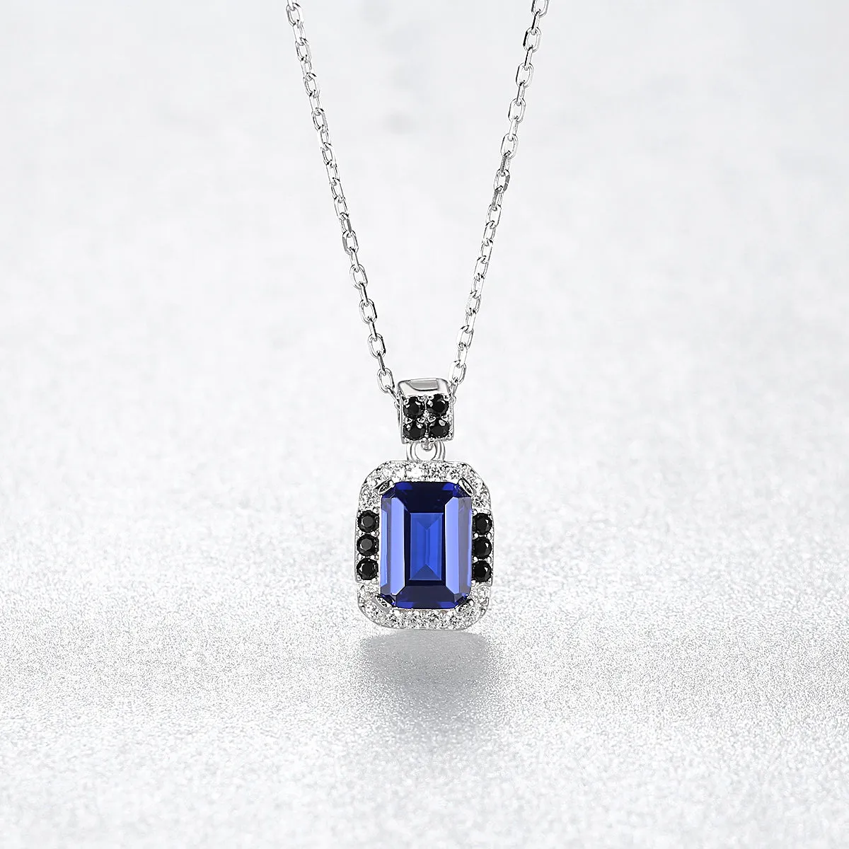 Simulated Sapphire Silver Necklace