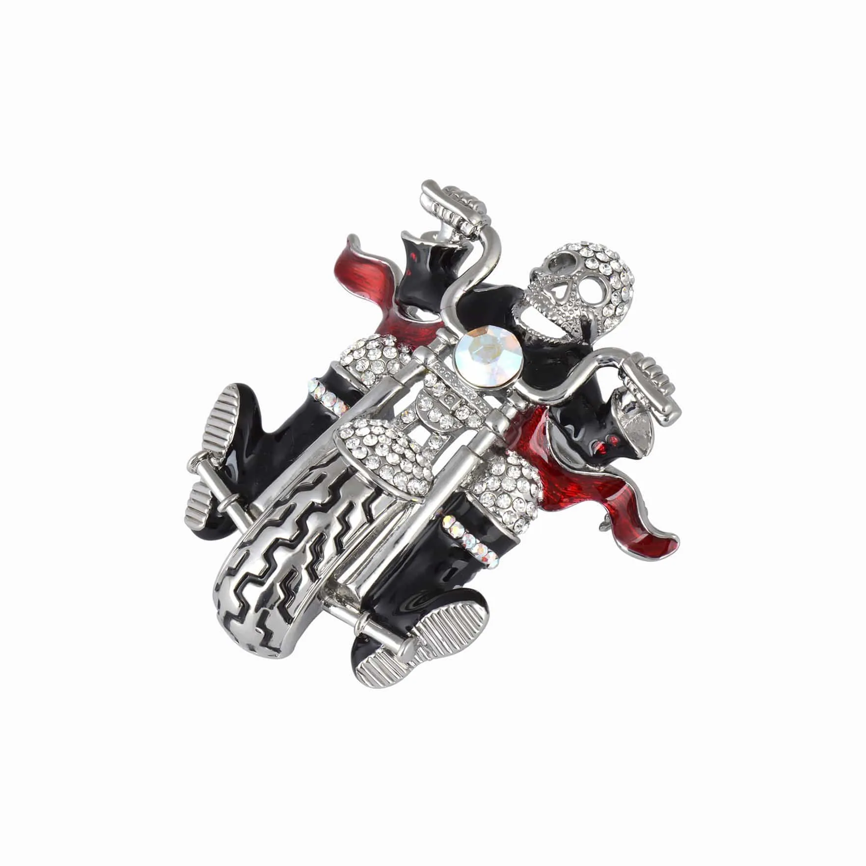 Skeleton Biker Brooch