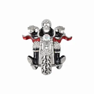 Skeleton Biker Brooch