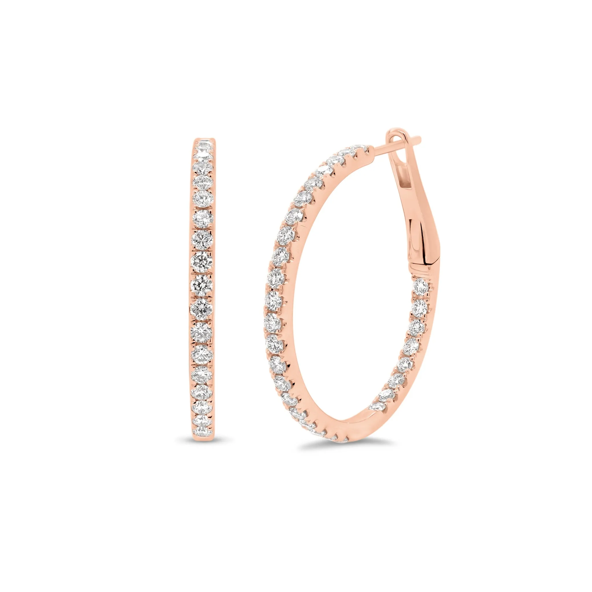 Skinny Diamond Interior & Exterior Hoop Earrings