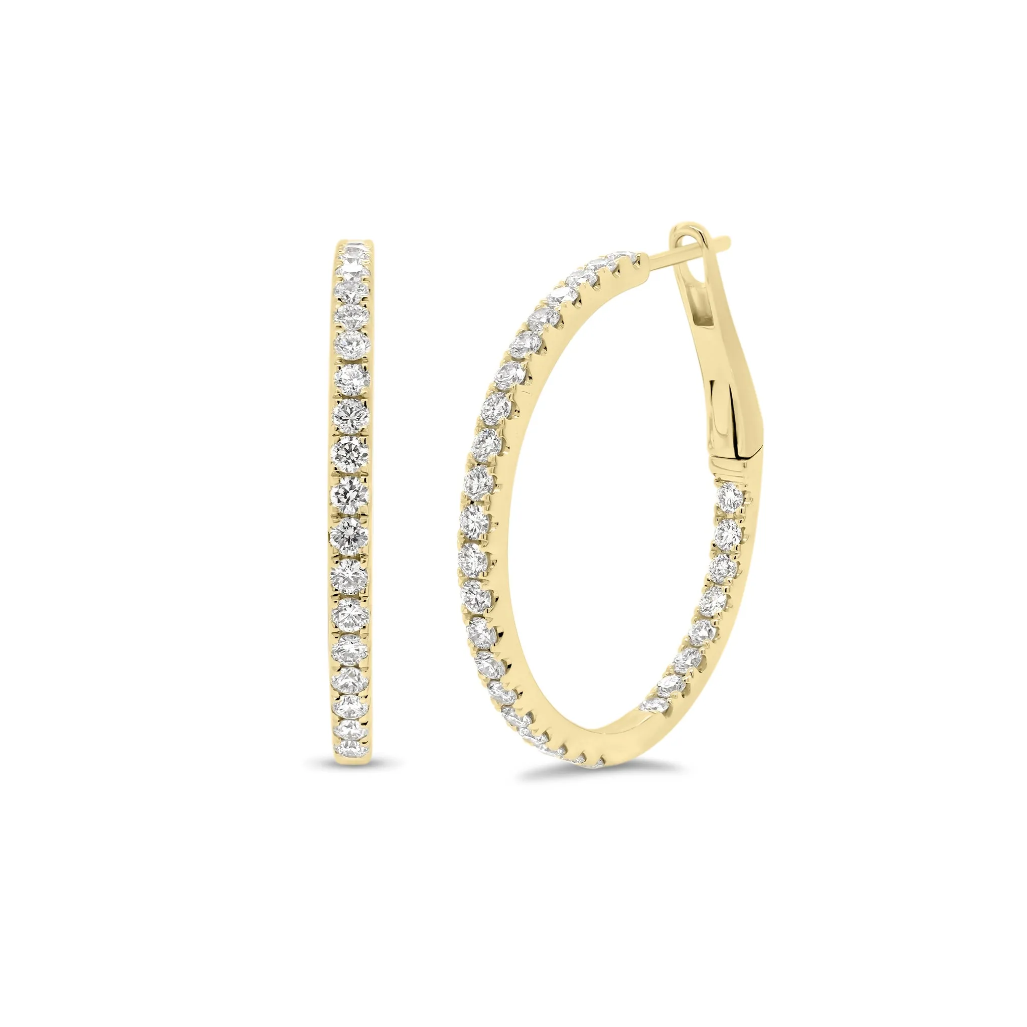 Skinny Diamond Interior & Exterior Hoop Earrings