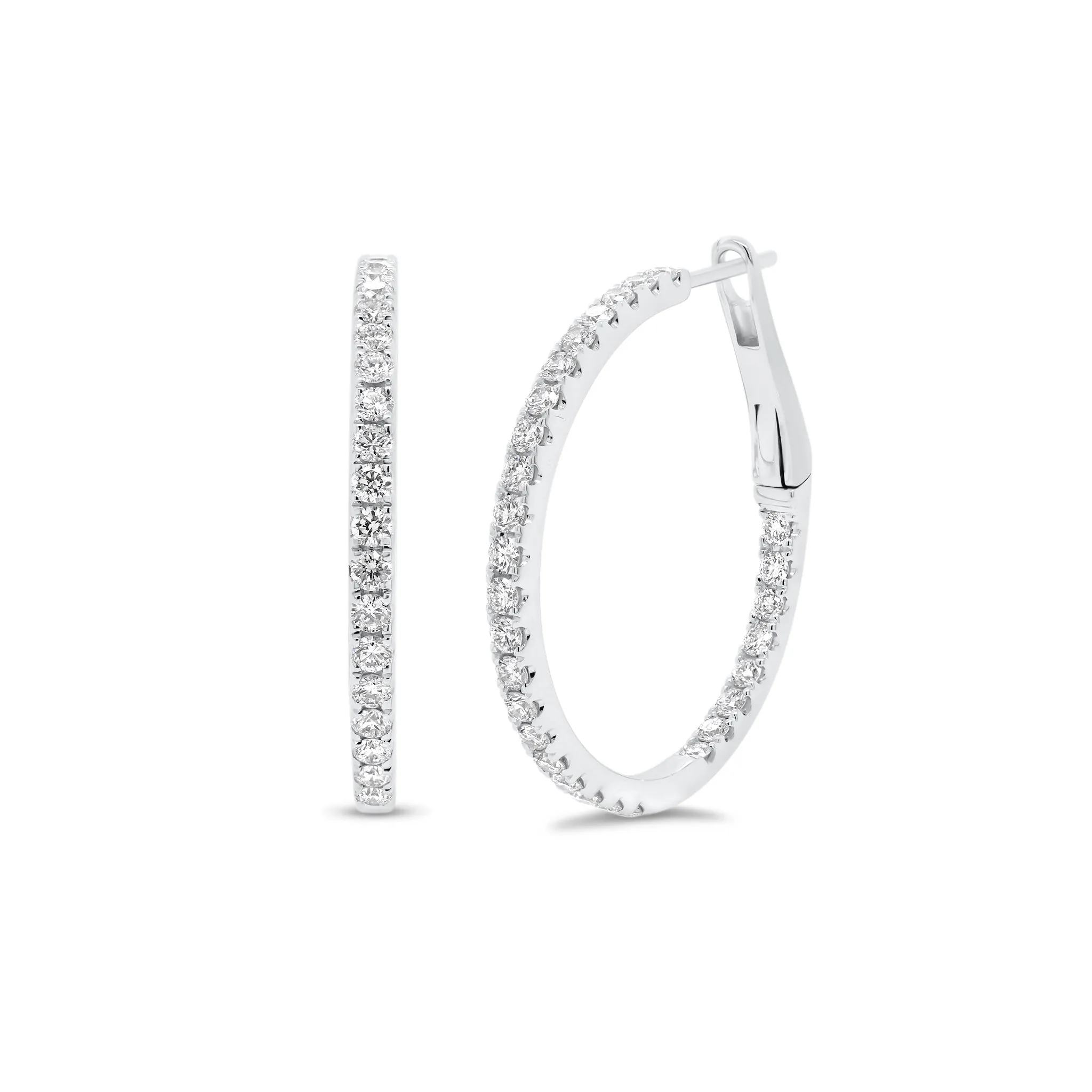 Skinny Diamond Interior & Exterior Hoop Earrings