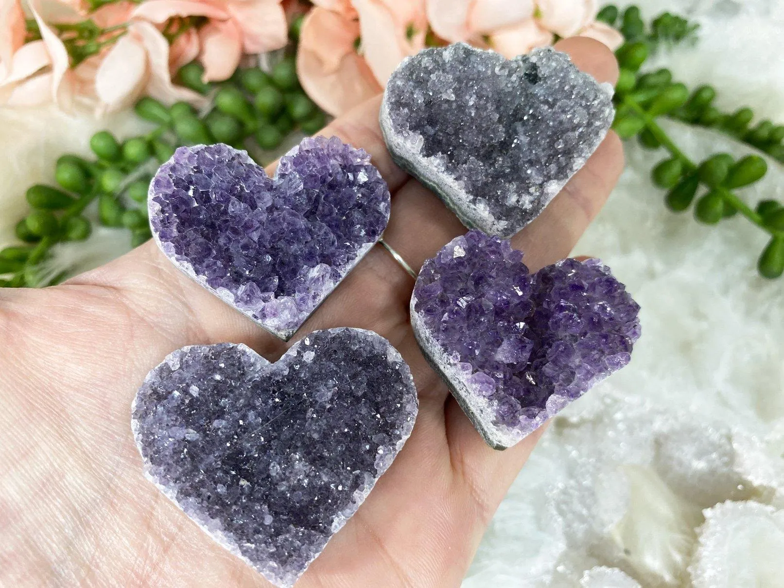 Small Amethyst Hearts