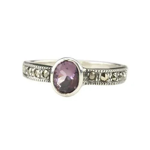 Solitaire Amethyst Ring in Sterling Silver