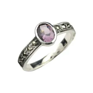 Solitaire Amethyst Ring in Sterling Silver