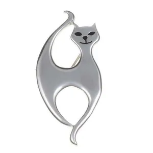 ST JUSTIN PEWTER SLIM CAT BROOCH