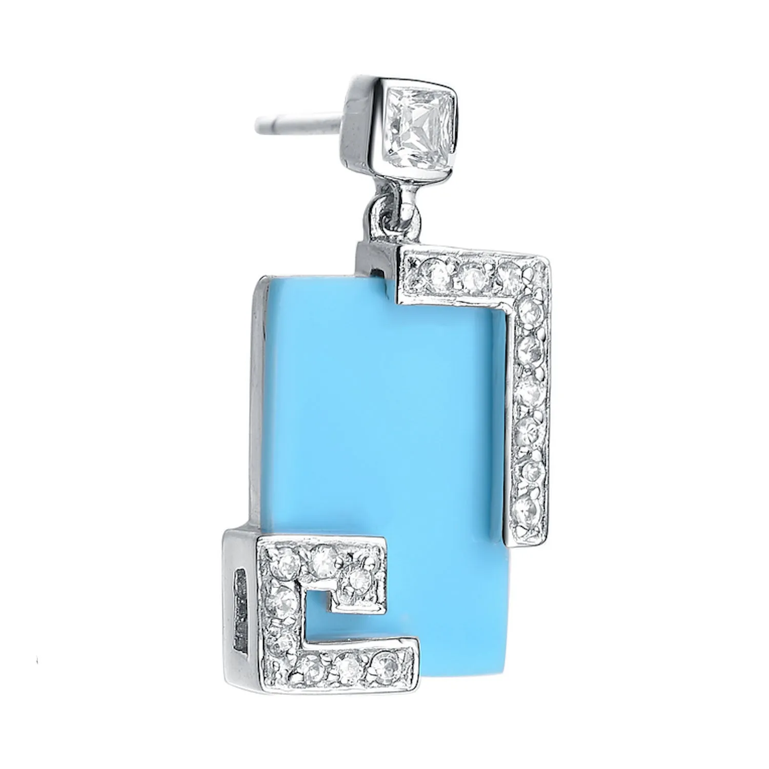 Sterling Silver Cubic Zirconia Faux Turquoise Studs