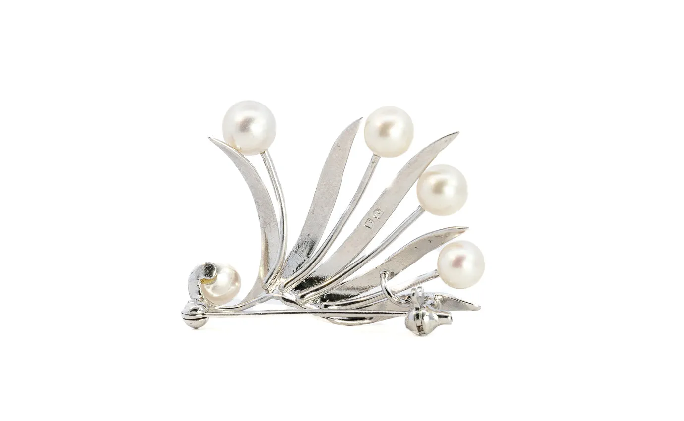 Sterling Silver Mikimoto Pearl Brooch