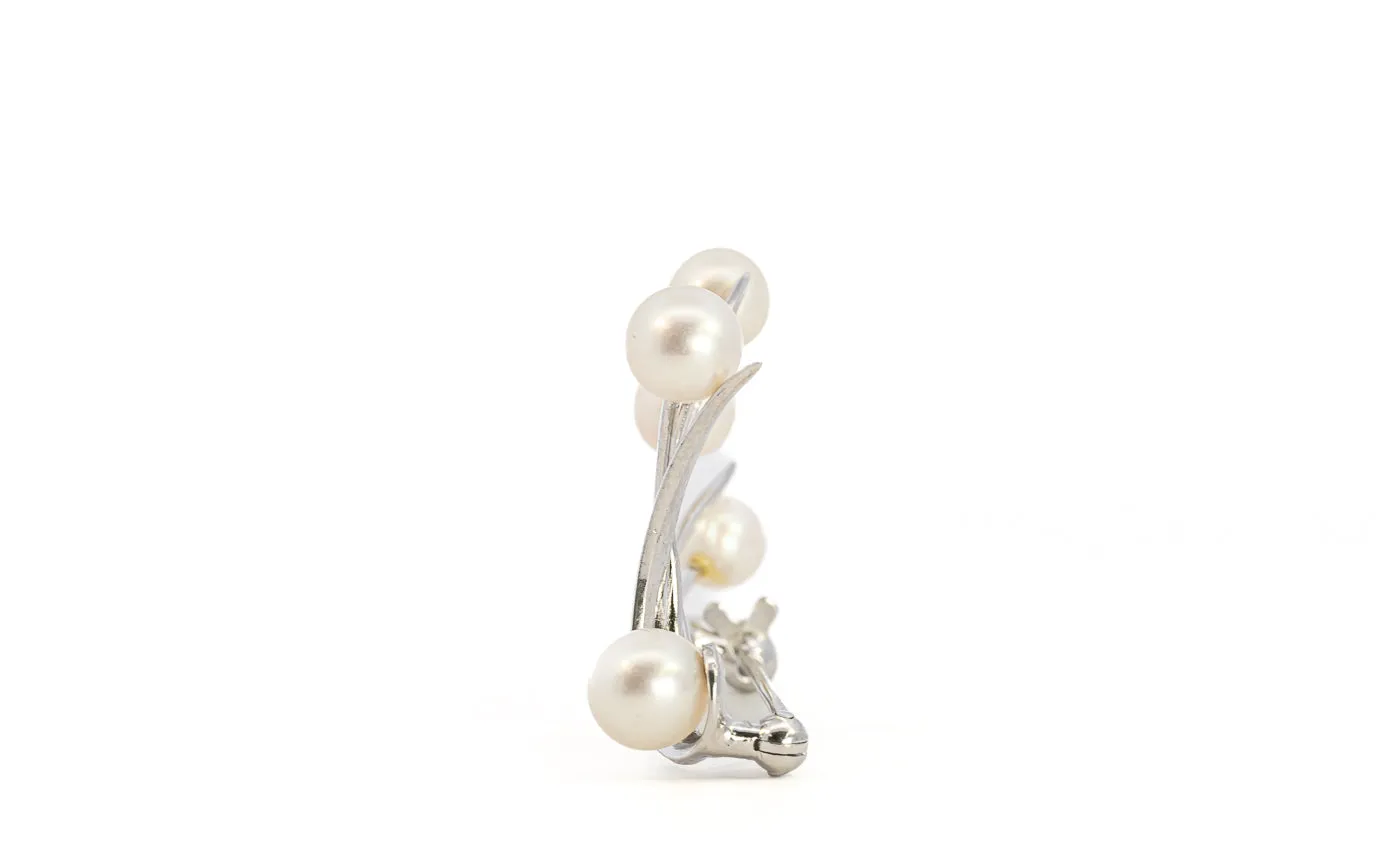 Sterling Silver Mikimoto Pearl Brooch