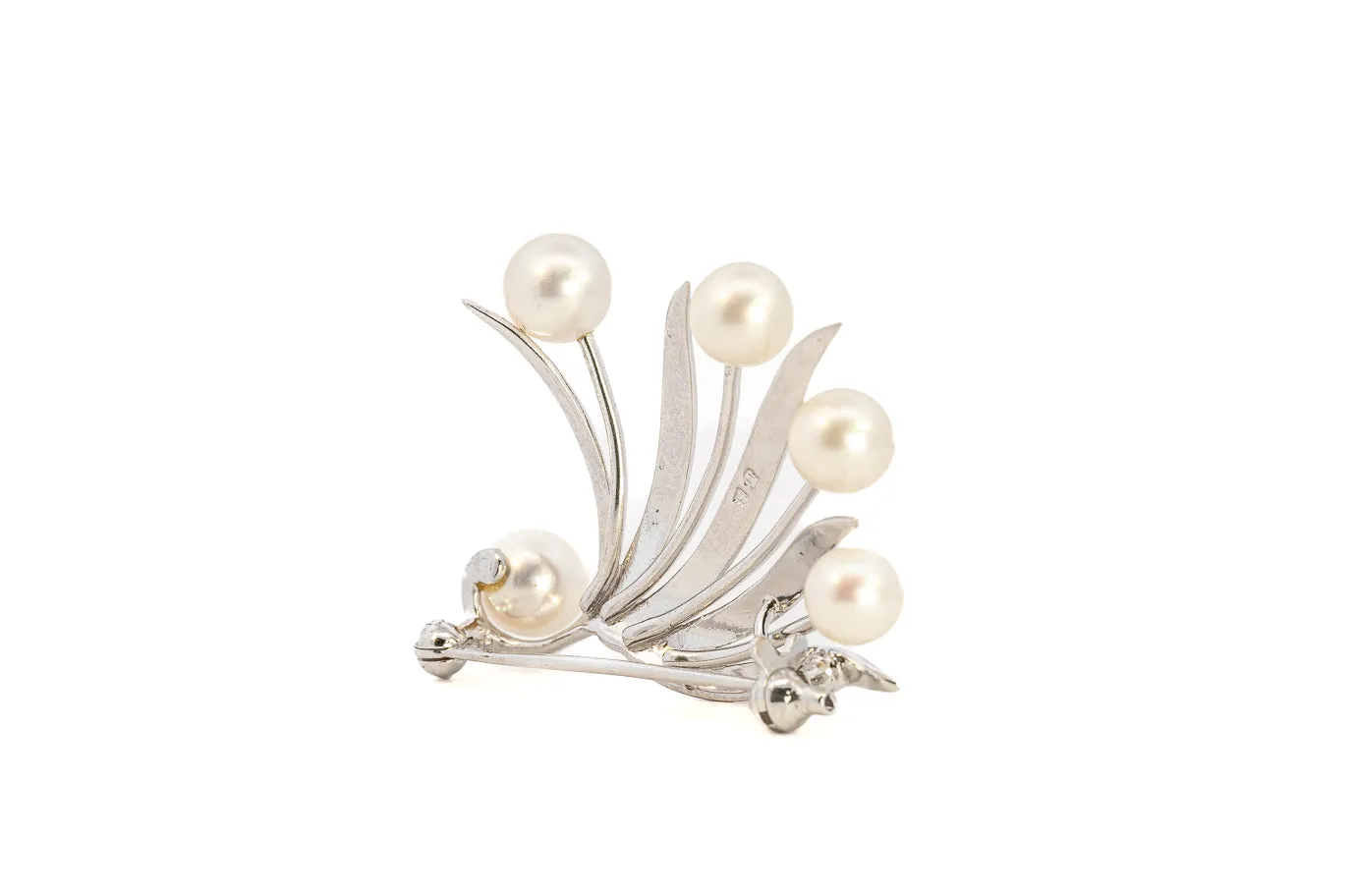 Sterling Silver Mikimoto Pearl Brooch