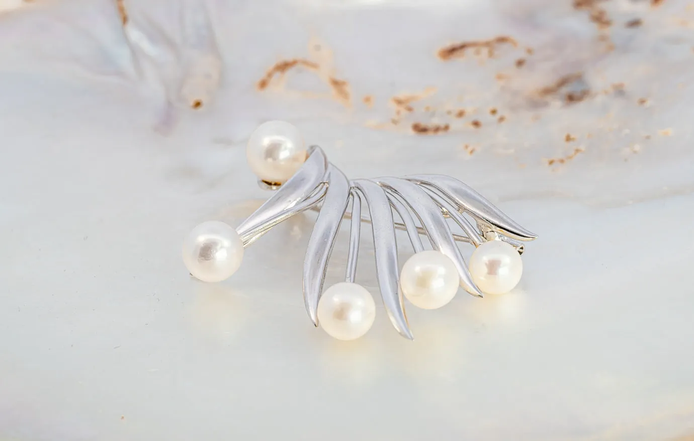 Sterling Silver Mikimoto Pearl Brooch