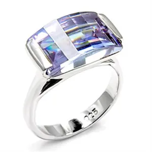 Sterling Silver Ring AAA GRD CZ Light Amethyst 6X507 for Women Style Rhodium