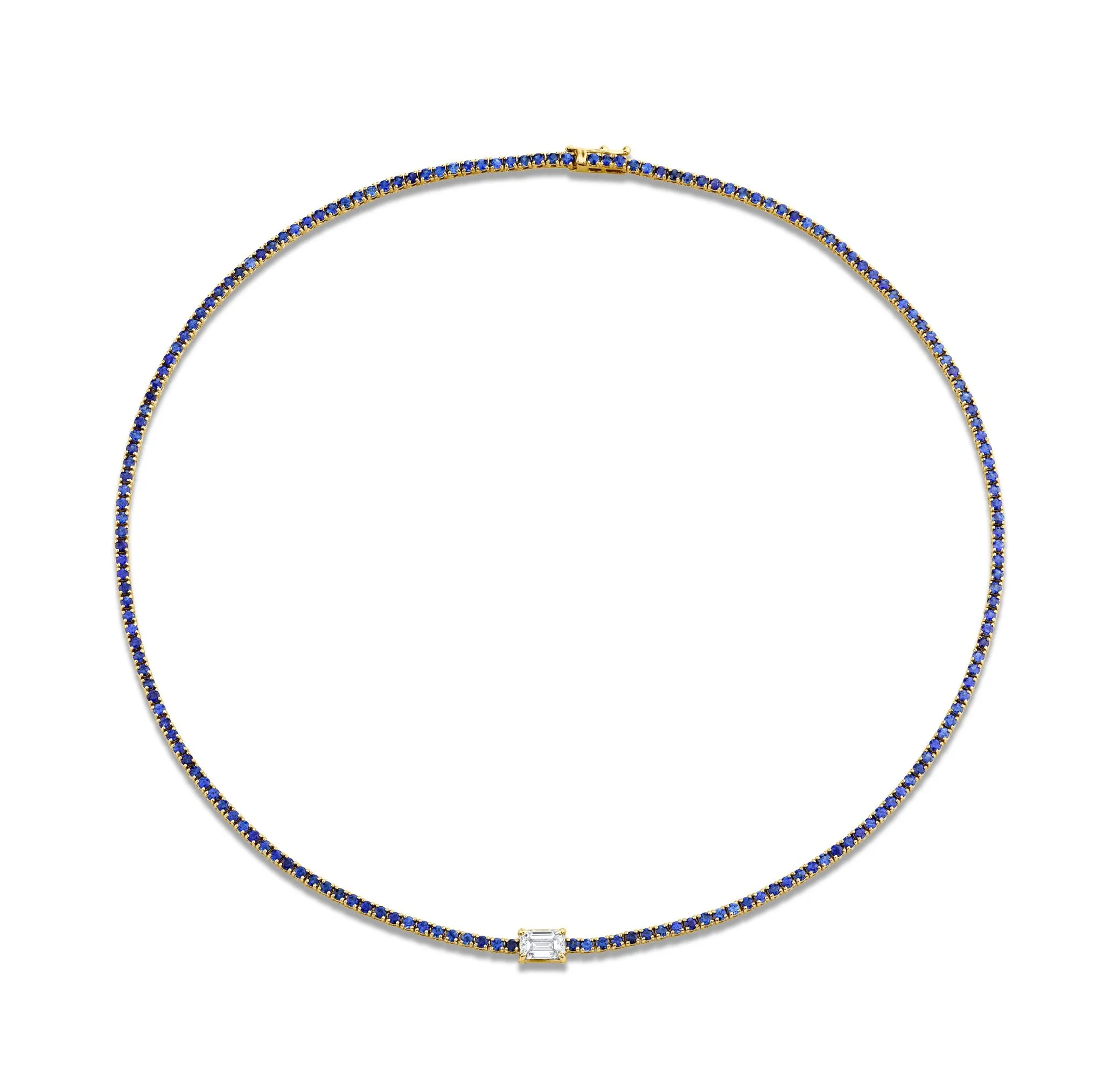 Straight Line Sapphire Necklace with Diamond Accent