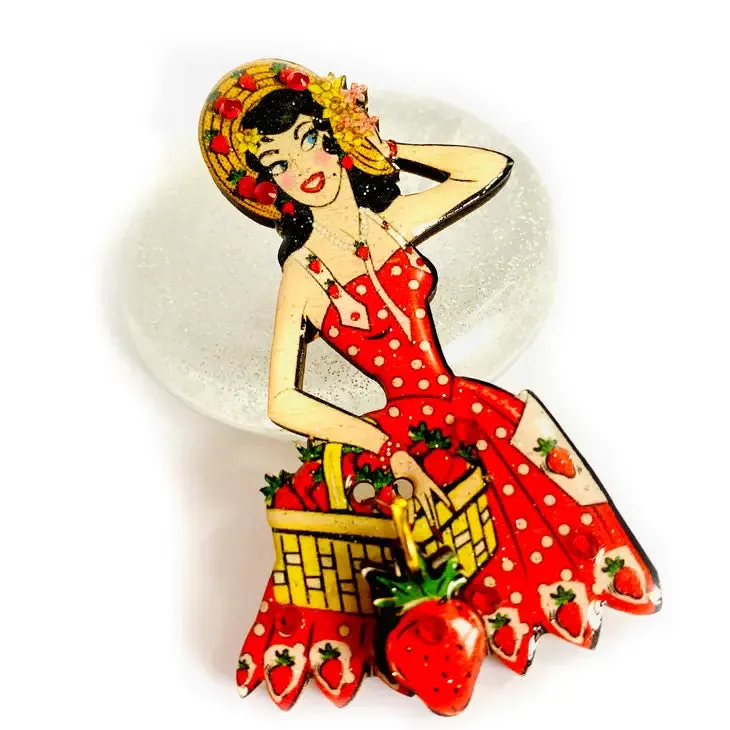 Strawberry Retro Brooch Novelty Brooch by Rosie Rose Parker