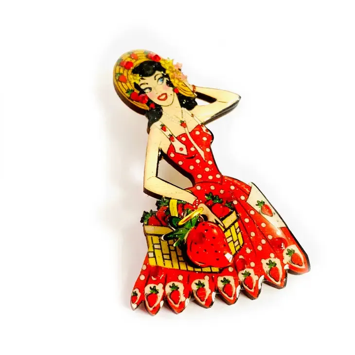 Strawberry Retro Brooch Novelty Brooch by Rosie Rose Parker