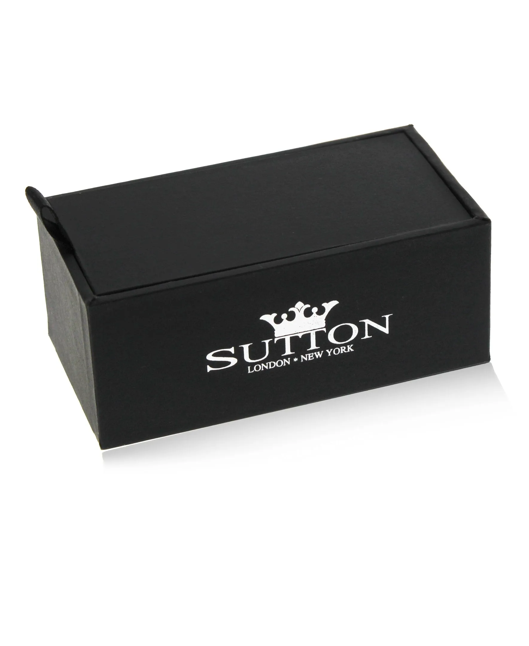 Sutton Sterling Silver Triple Stone Square Cufflinks