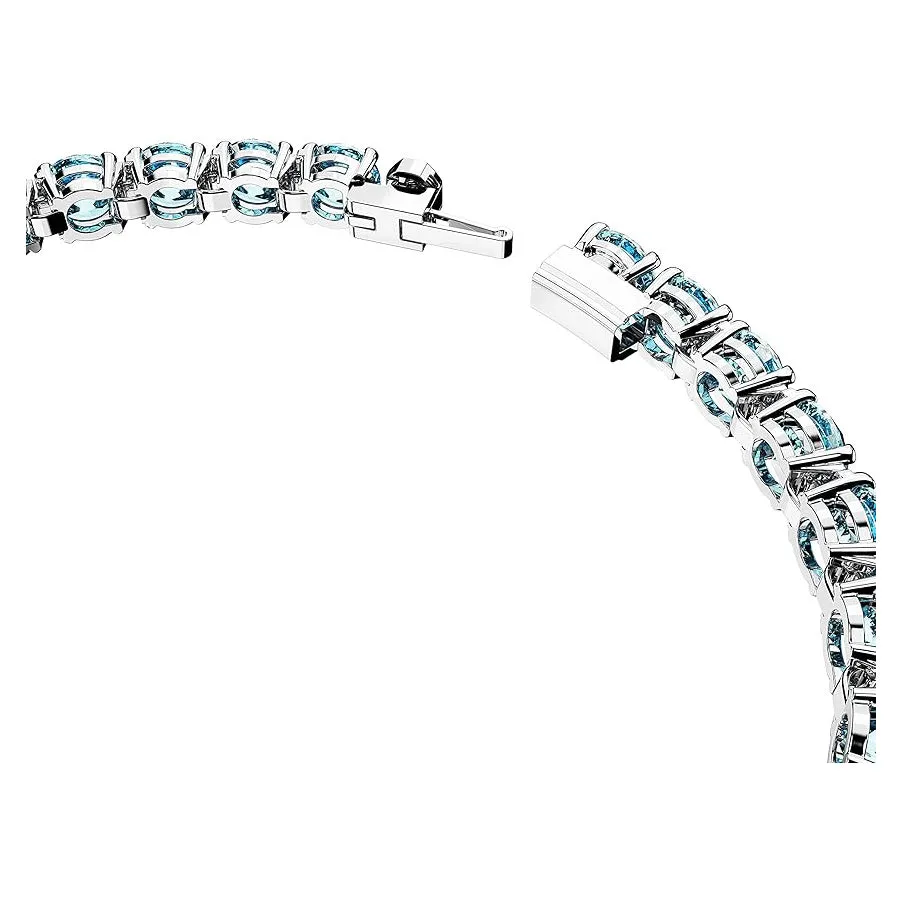 Swarovski Part of the Matrix Collection Women's Round Crystals in Light Aquamarine-Blue on Rhodium Finished Band Medium Size Matrix Tennis Bracelet - 5648928