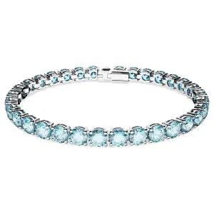 Swarovski Part of the Matrix Collection Women's Round Crystals in Light Aquamarine-Blue on Rhodium Finished Band Medium Size Matrix Tennis Bracelet - 5648928