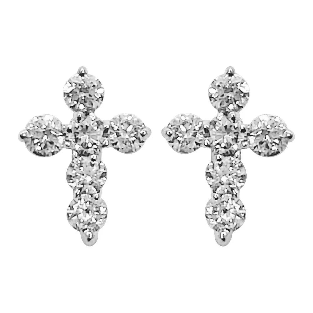 Tennis Cross Diamond Earrings .20cttw 10K Gold