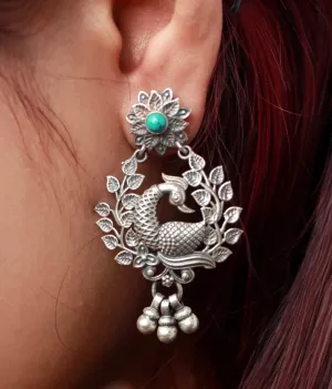 The Adhit Silver Peacock Earrings