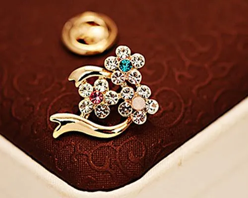 Three Flowers Crystal Brooch Pin