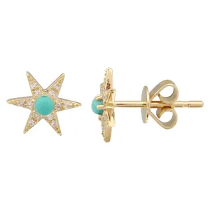 Turquoise Bead Star Earrings