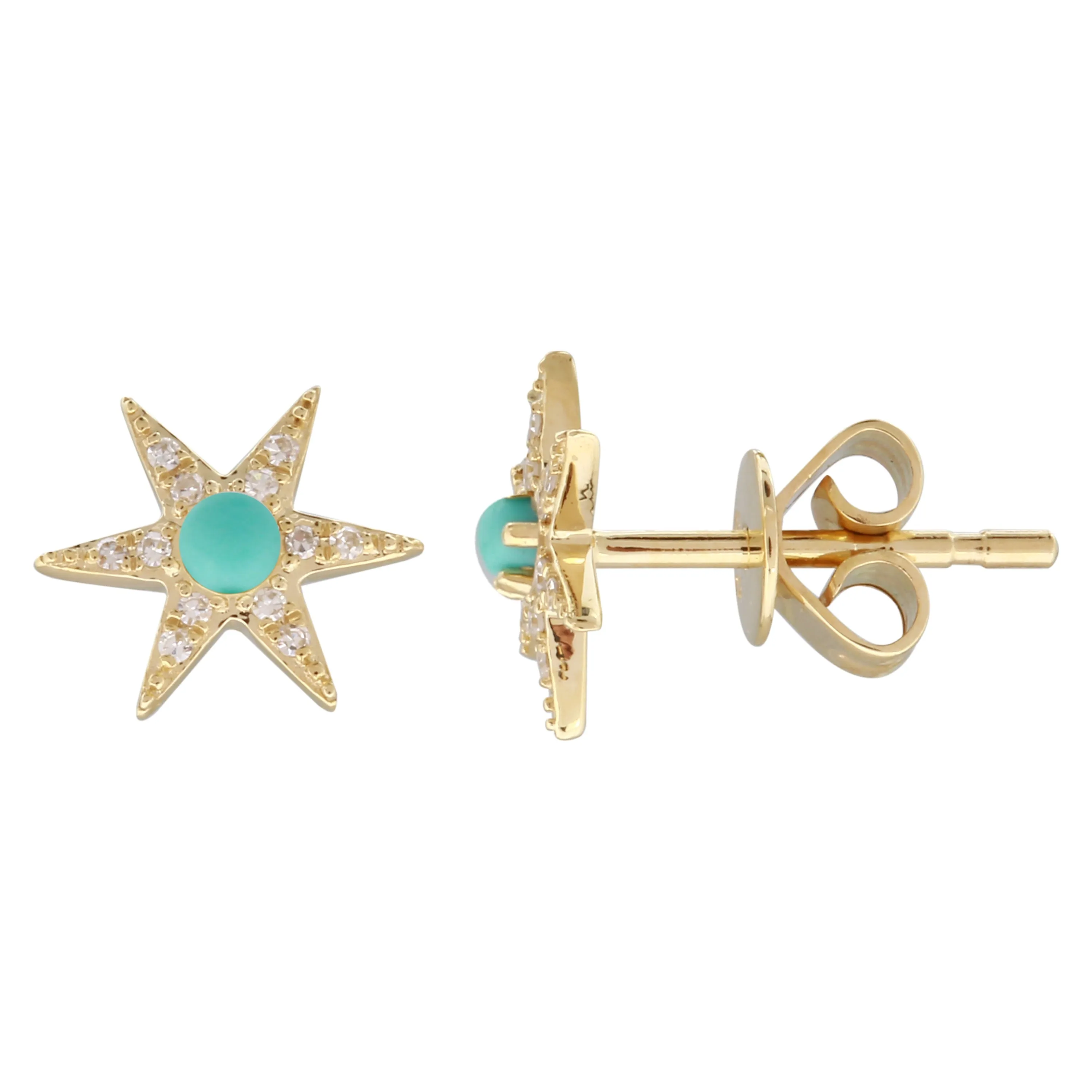 Turquoise Bead Star Earrings