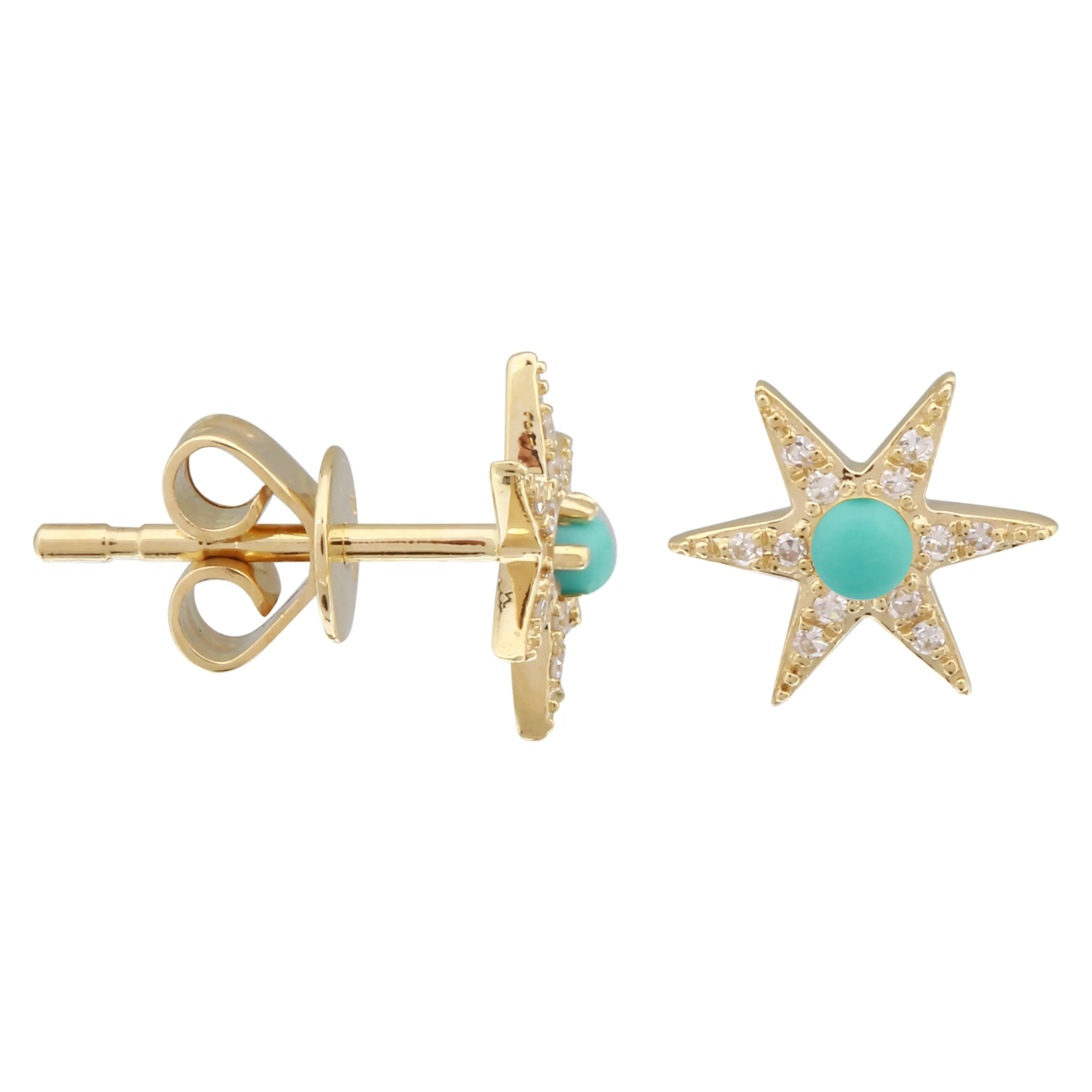 Turquoise Bead Star Earrings