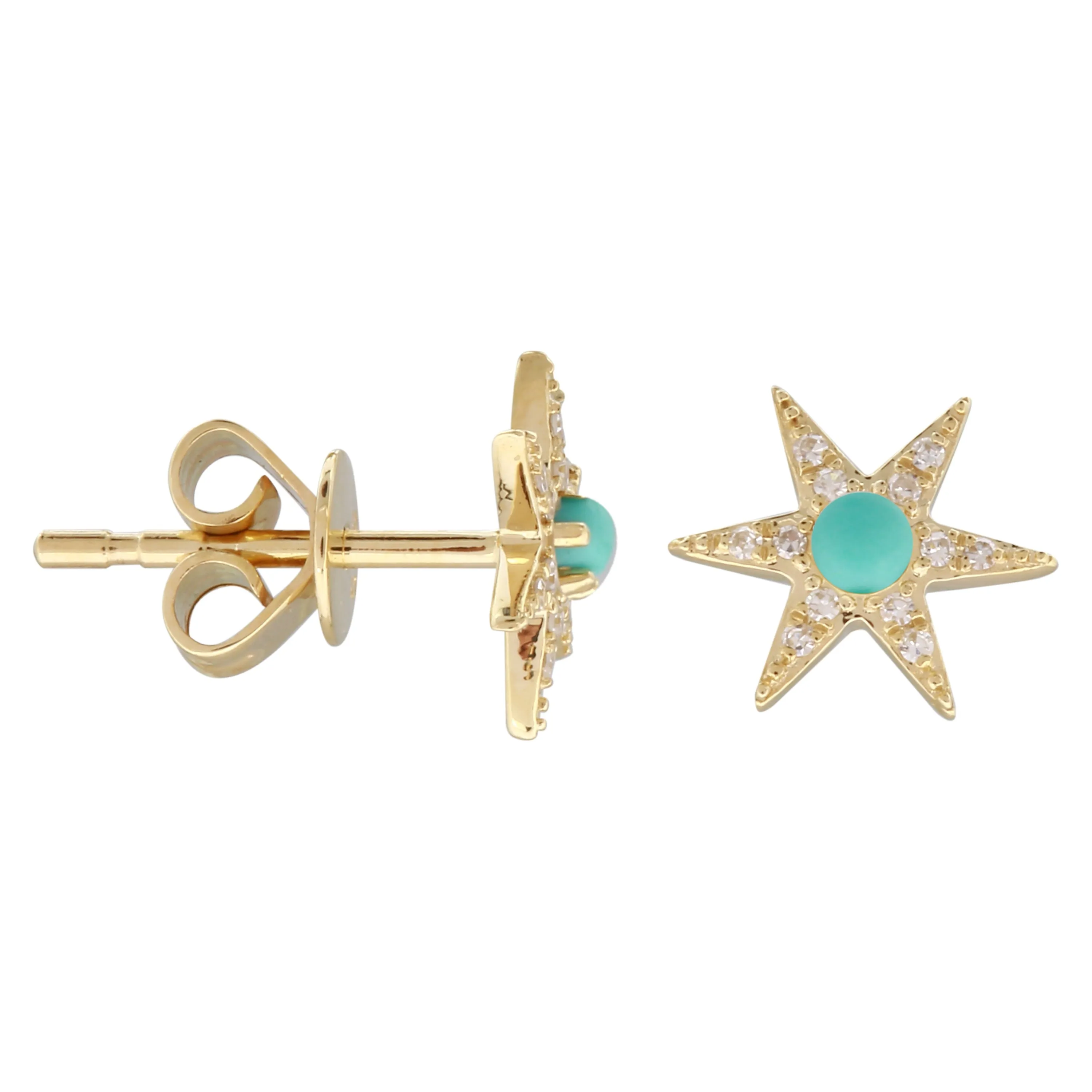 Turquoise Bead Star Earrings