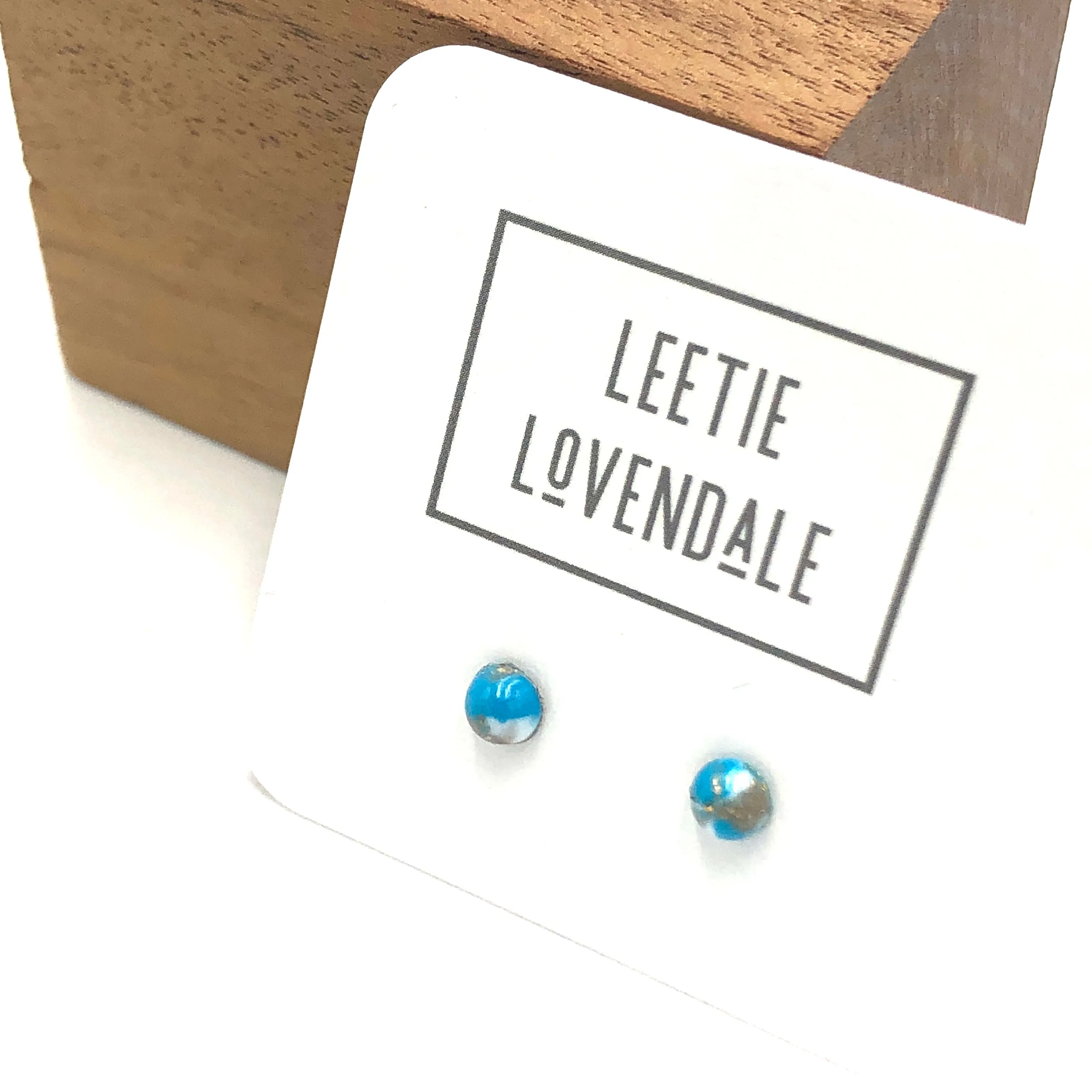 Turquoise Mosaic Tiny Dot Earrings