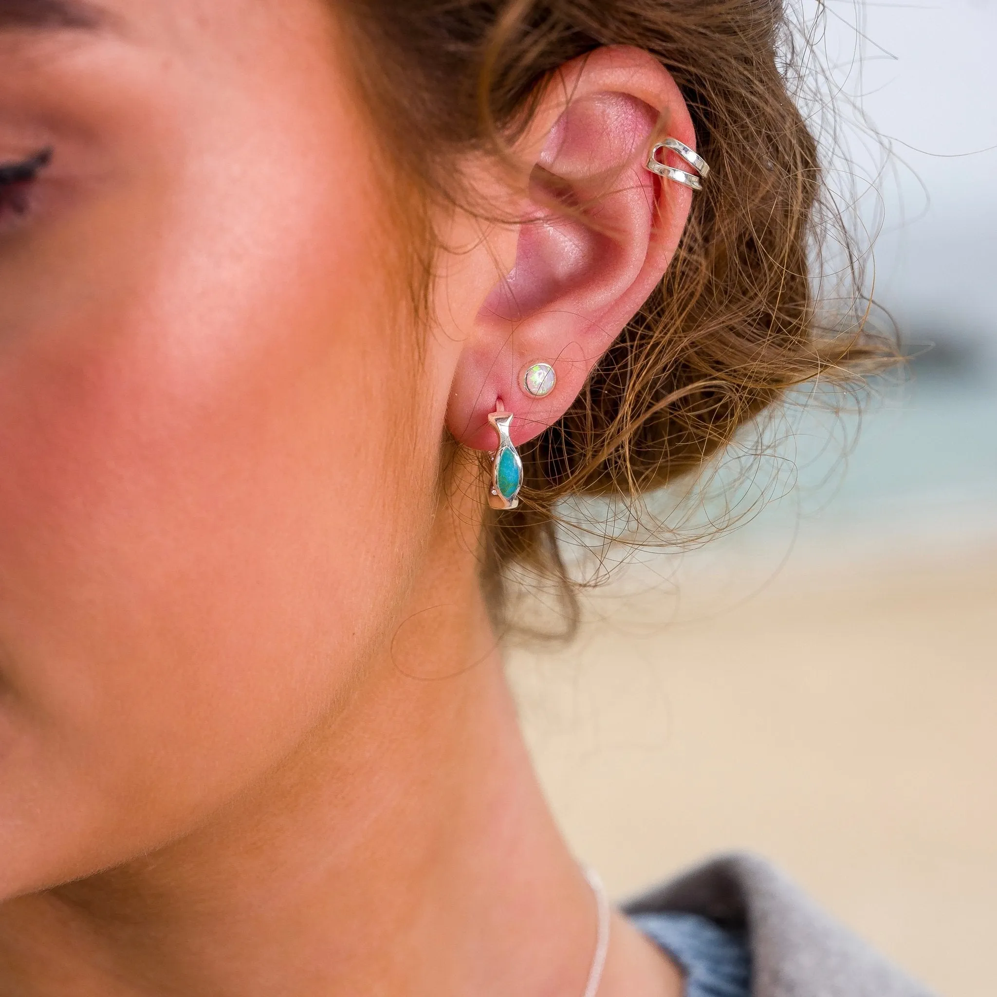 Turquoise Ocean Huggie Hoops