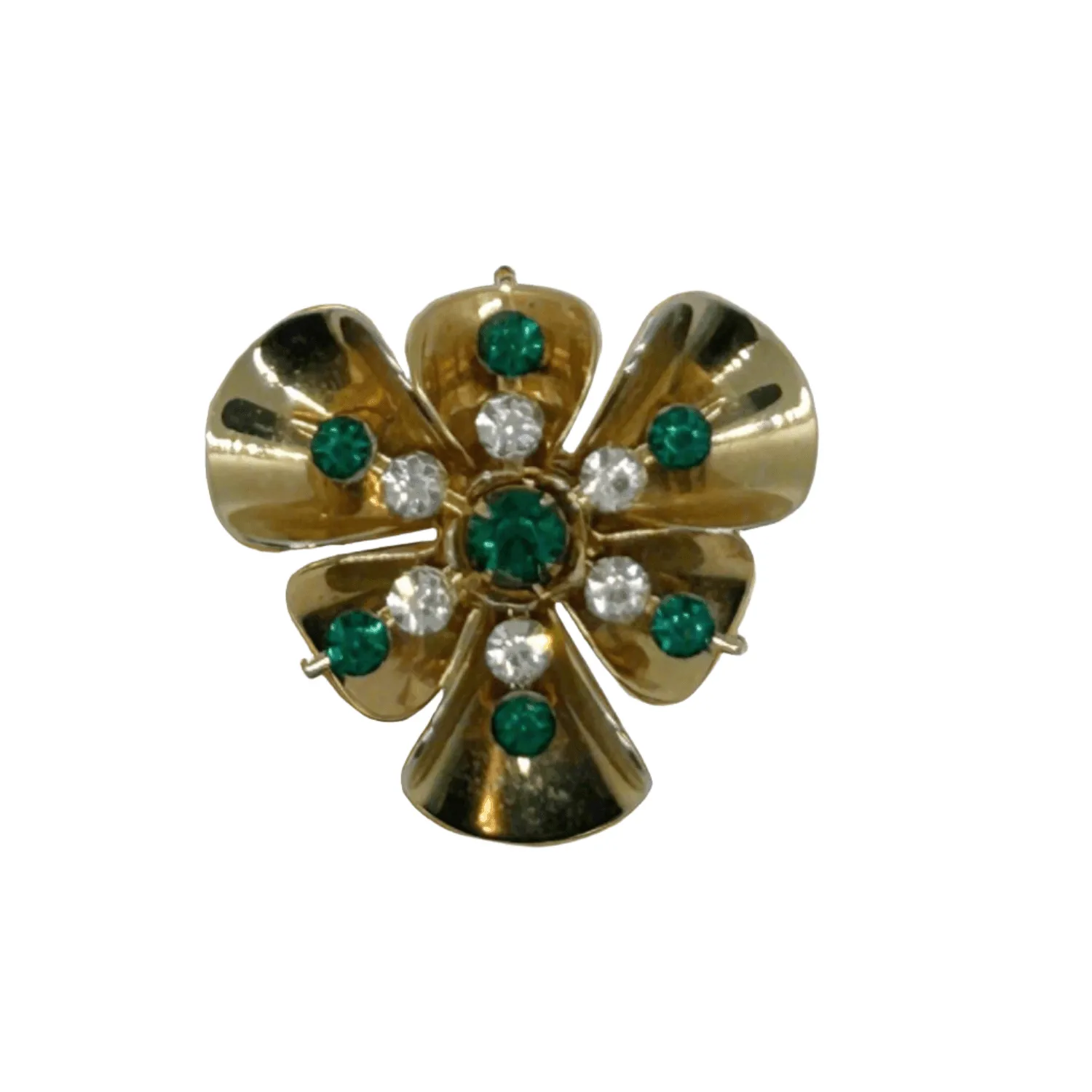 Versatile Vintage Green and White Rhinestone Pin-Pendant