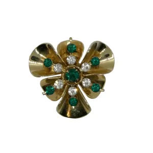 Versatile Vintage Green and White Rhinestone Pin-Pendant