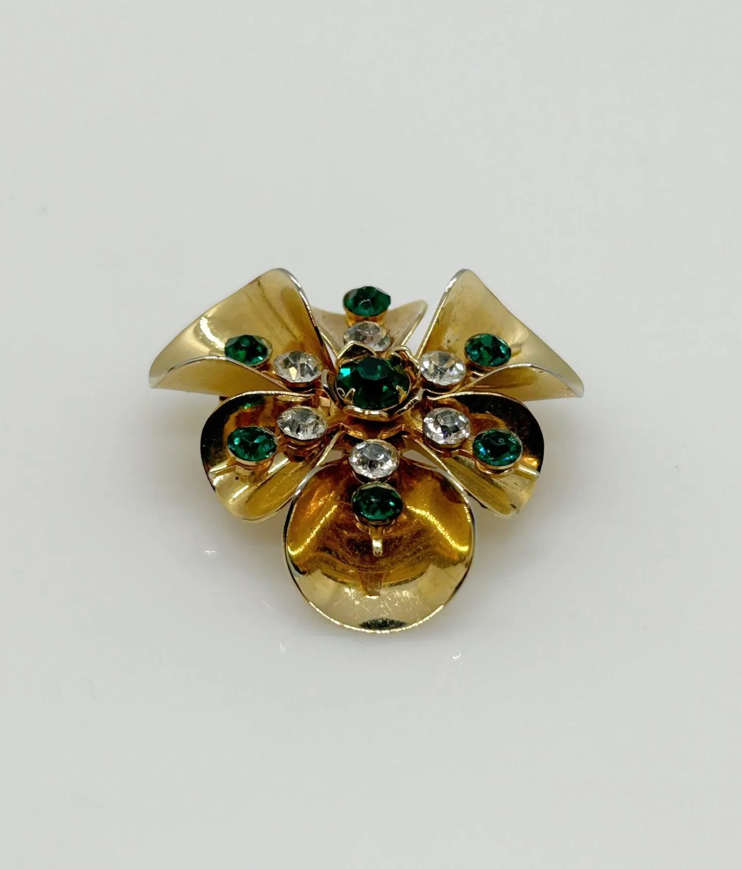 Versatile Vintage Green and White Rhinestone Pin-Pendant