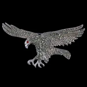 Vintage Eagle Brooch Silver Cut Steel