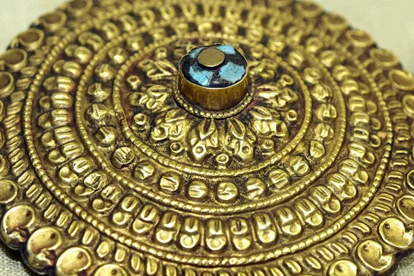 Vintage Gilded Earrings from Nepal, pair