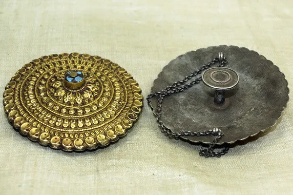 Vintage Gilded Earrings from Nepal, pair