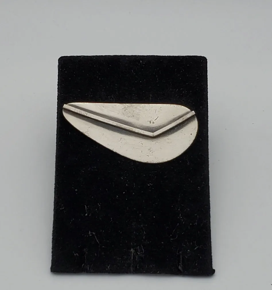 Vintage Sterling Silver Modern Asymmetrical Design Brooch