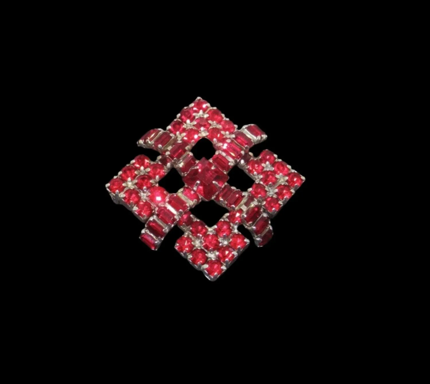 Vivid Red Geometric Brooch by Kramer of New York