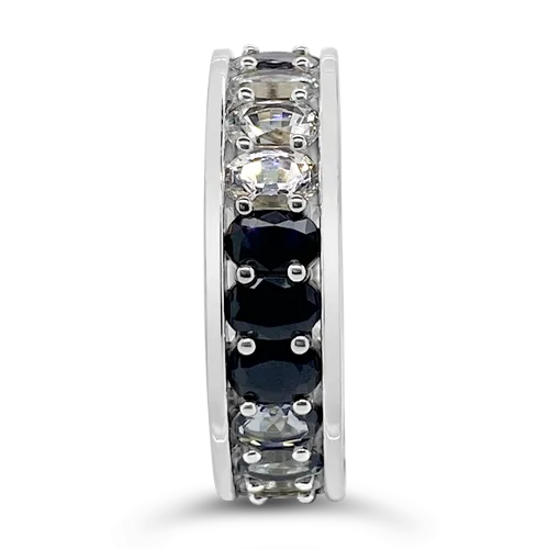 White, Black & Gray Sapphire Ring