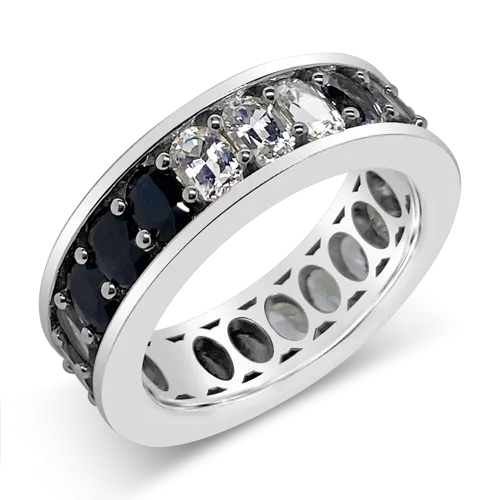 White, Black & Gray Sapphire Ring