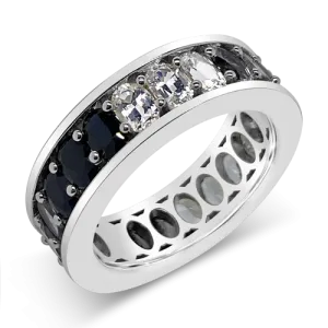 White, Black & Gray Sapphire Ring