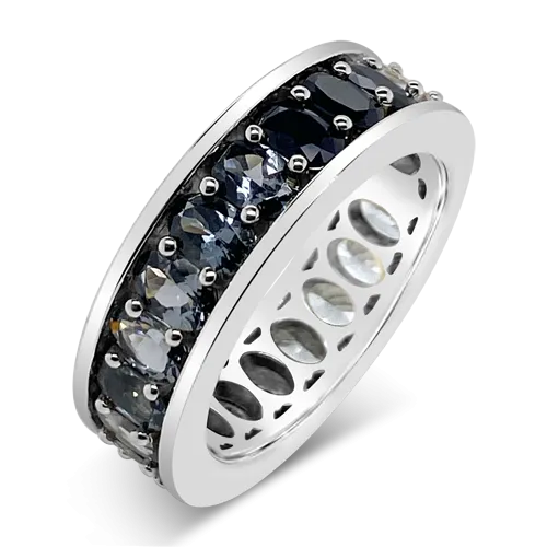 White, Black & Gray Sapphire Ring