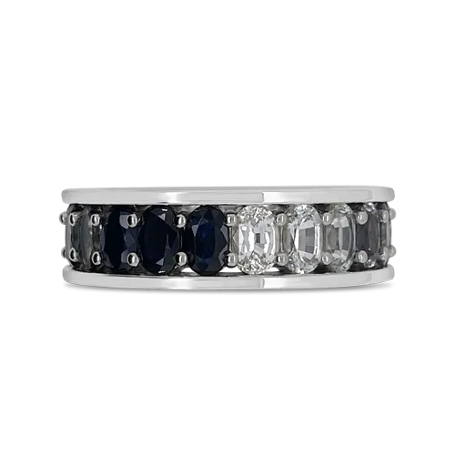 White, Black & Gray Sapphire Ring