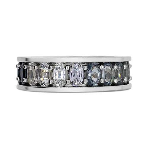 White, Black & Gray Sapphire Ring