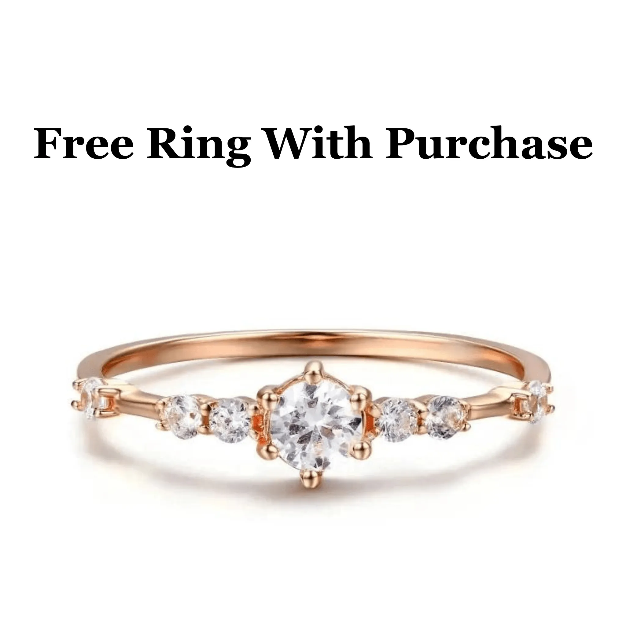 White Sapphire Rose Gold Three Band Fashion Ring